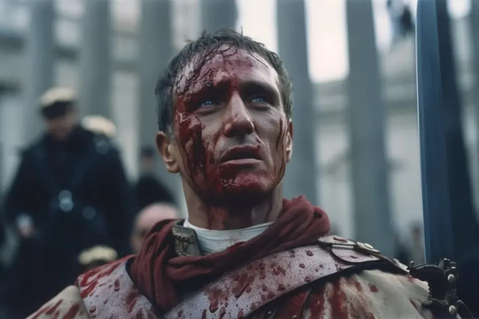 Julius Caesar at the moment he spots Brutus among his murderers